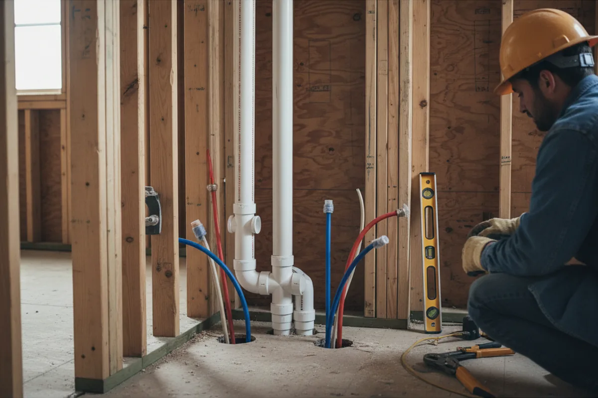 Drain and supply rough-in during Leak Detection in Lafayette